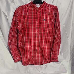 Columbia Red Casual Button Down Shirt Classic Plaid Design